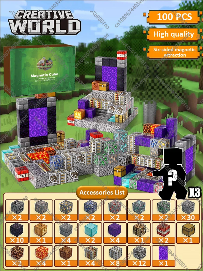 Magnetic Building Blocks Mine World Magnet