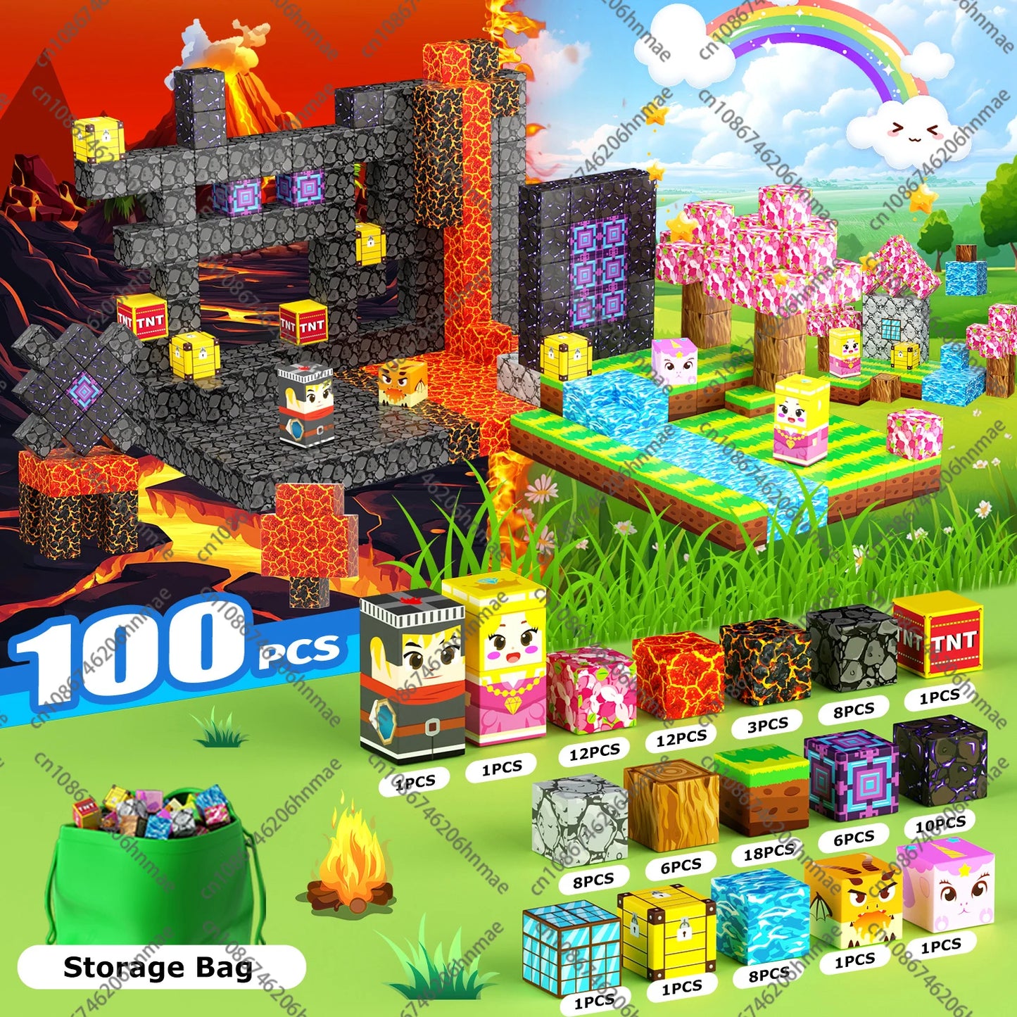 Magnetic Building Blocks Mine World Magnet