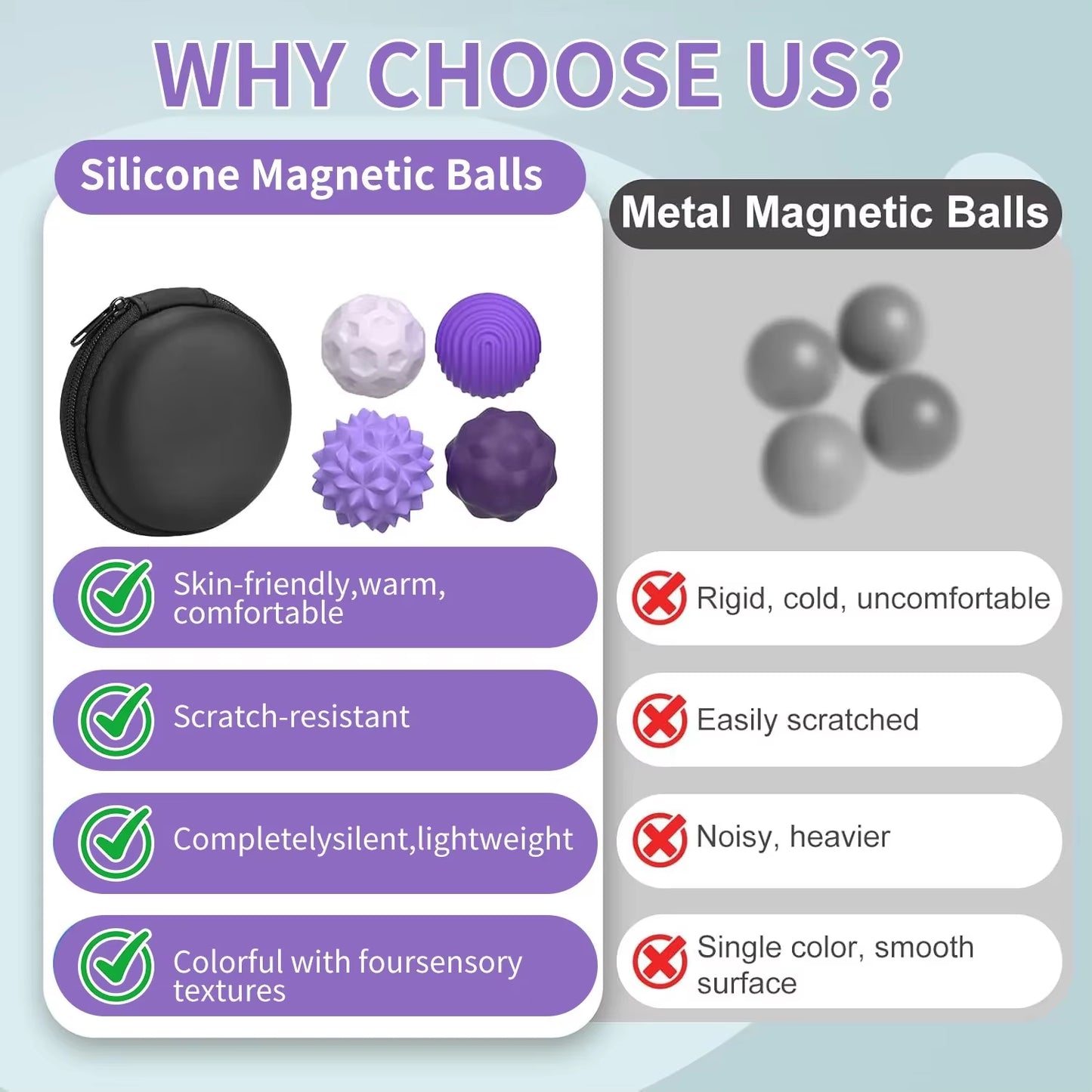 Silicone Magnetic Sensory Balls Fidget Toy Worry Balls Autism Calming Fidgeting Toy Kid Adults Anxiety Relief Stress Sensory Toy
