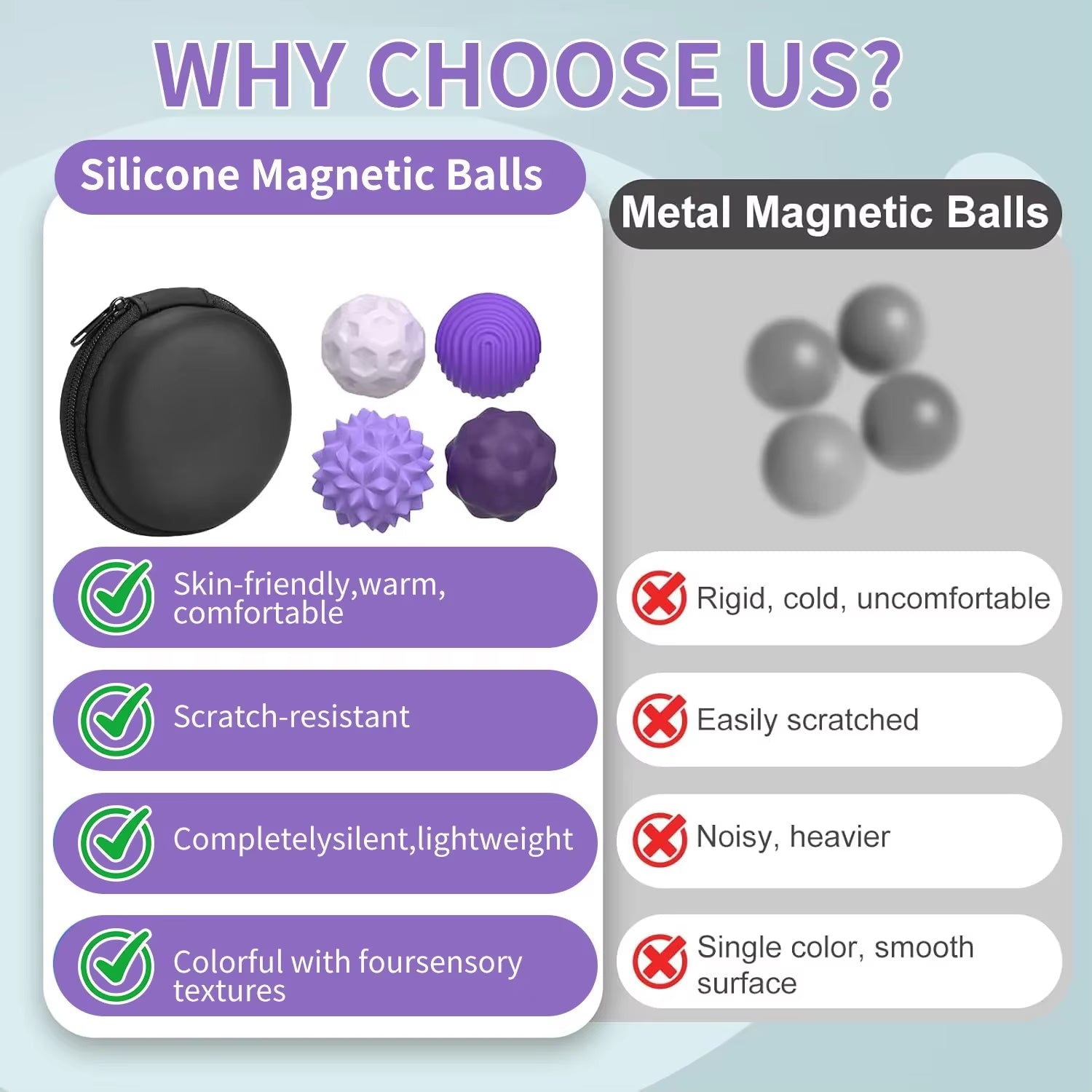Silicone Magnetic Sensory Balls Fidget Toy Worry Balls Autism Calming Fidgeting Toy Kid Adults Anxiety Relief Stress Sensory Toy